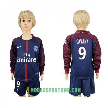 Koszulka Paris SG Cavani 9 Dziecięcy Domowe Stroje Piłkarskie 2017/18 Długi Rękaw